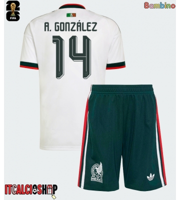 Messico Armando Gonzalez #14 Seconda Maglia Bambino Mondiali 2026 Manica Corta (+ Pantaloni corti)